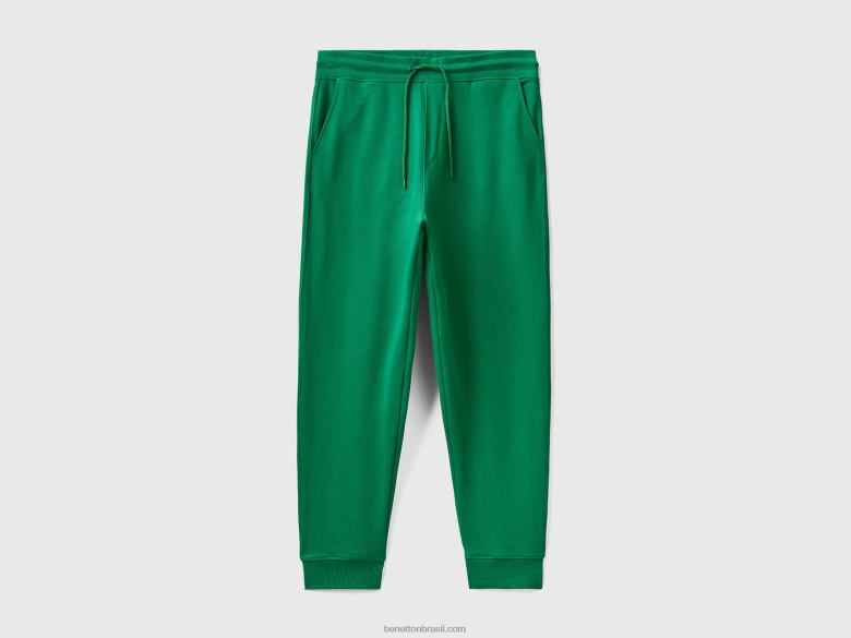 homens sweat jogger em 100% algodão Benetton R8L4P4621 verde escuro
