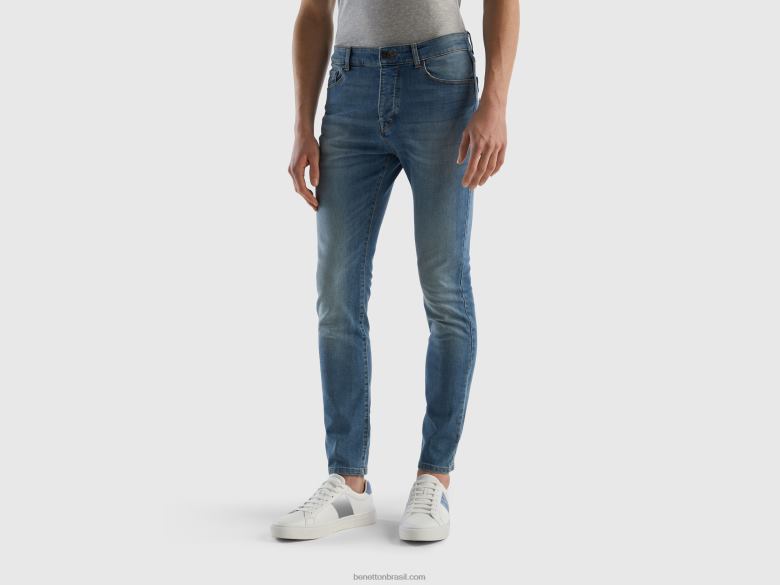 homens calça jeans skinny Benetton R8L4P1490 azul claro