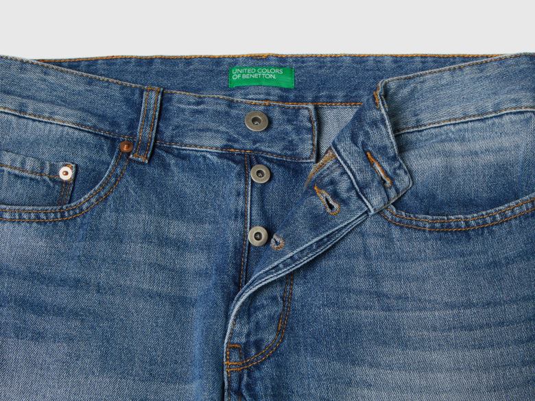 homens calça reta 100% algodão Benetton R8L4P4677 azul