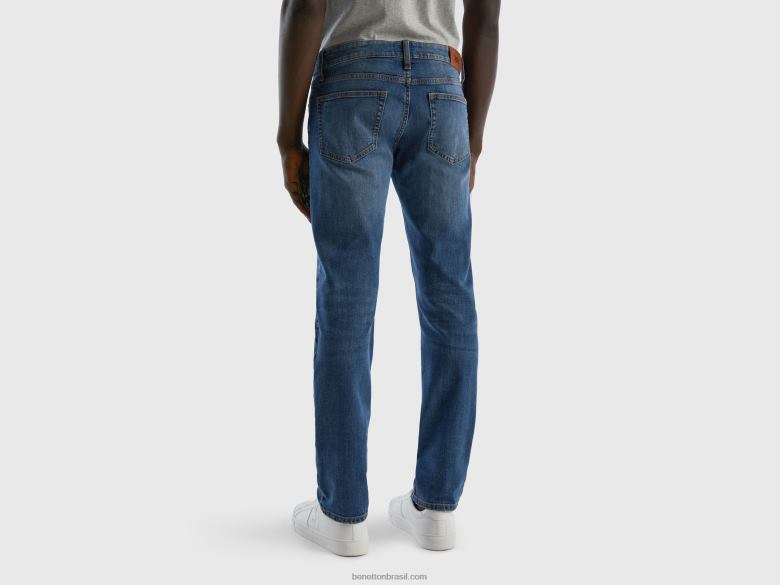 homens jeans de ajuste fino Benetton R8L4P4668 azul escuro