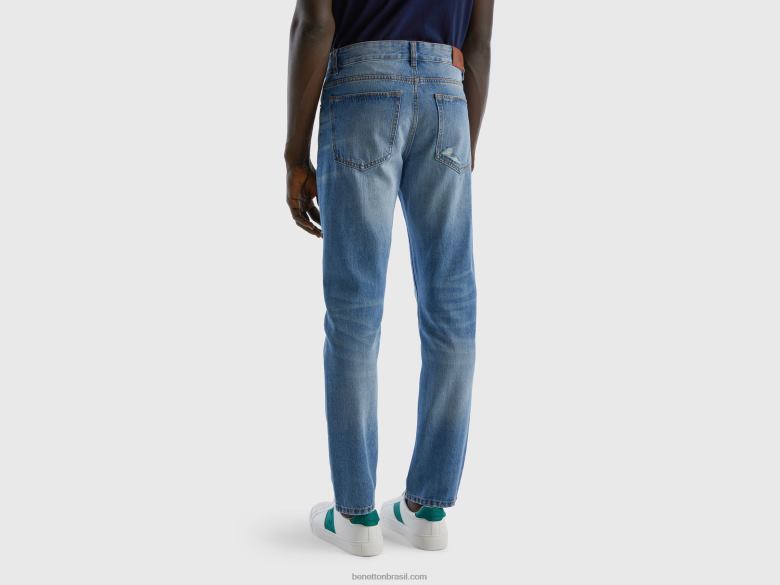 homens jeans em 100% algodão com lágrimas Benetton R8L4P1477 céu azul