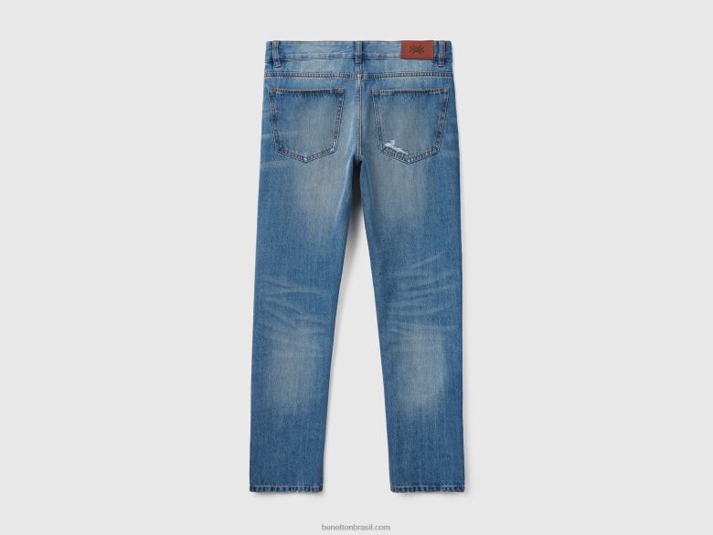homens jeans em 100% algodão com lágrimas Benetton R8L4P1477 céu azul