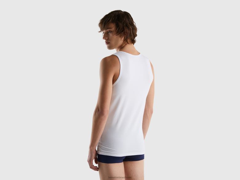 homens regata em algodão stretch orgânico Benetton R8L4P4732 branco