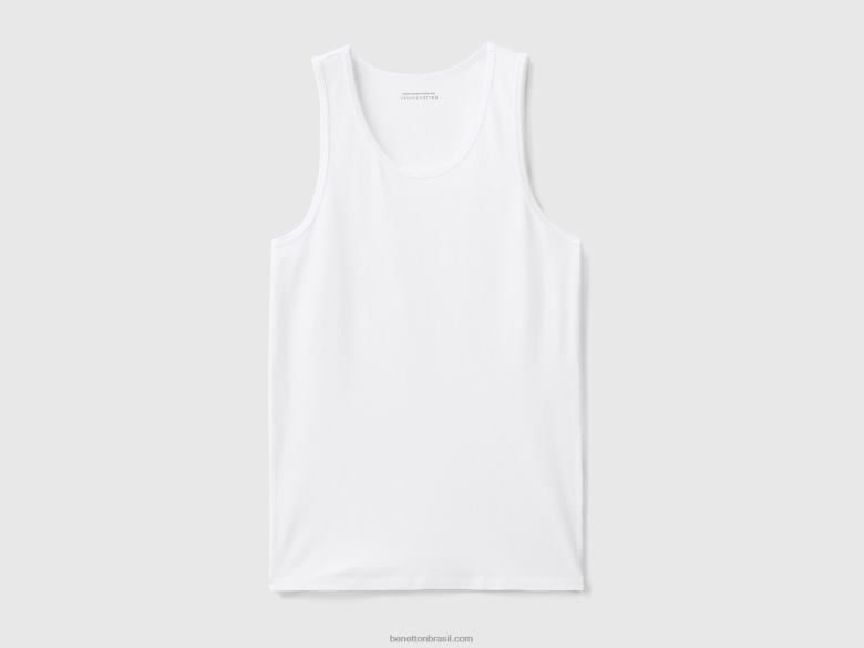 homens regata em algodão stretch orgânico Benetton R8L4P4732 branco