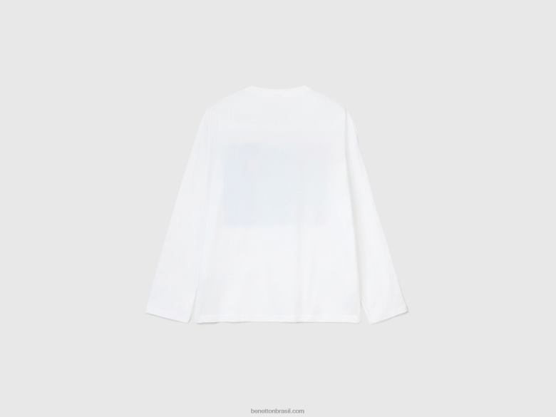 homens camiseta looney tunes em algodão leve Benetton R8L4P4693 branco