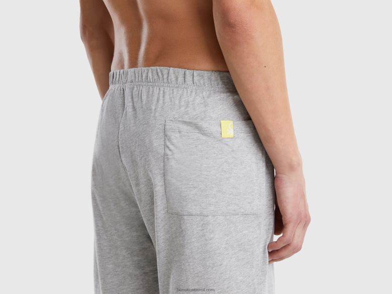 homens pijama curto em puro algodão Benetton R8L4P4724 amarelo