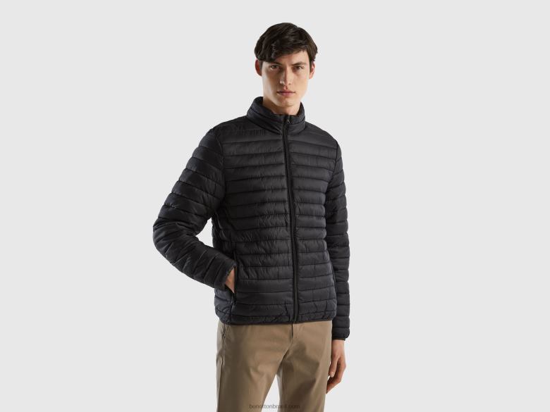 homens jaqueta acolchoada com enchimento reciclado Benetton R8L4P1188 preto