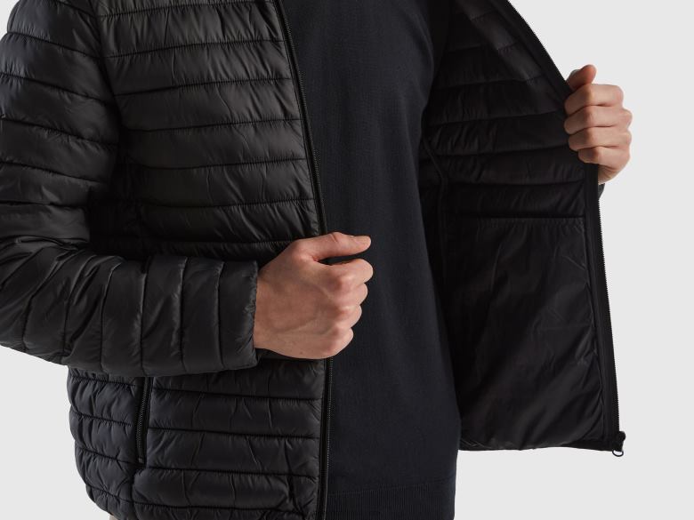 homens jaqueta acolchoada com enchimento reciclado Benetton R8L4P1188 preto