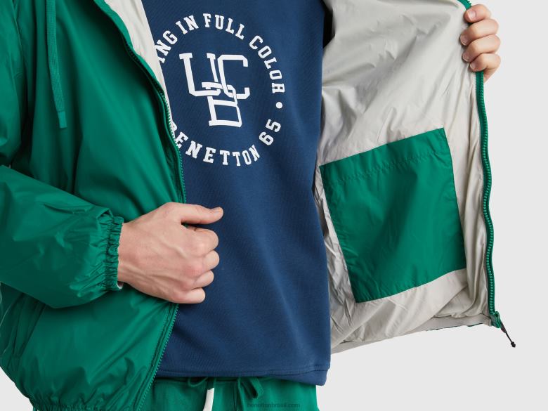 homens jaqueta em nylon reciclado Benetton R8L4P4427 verde escuro