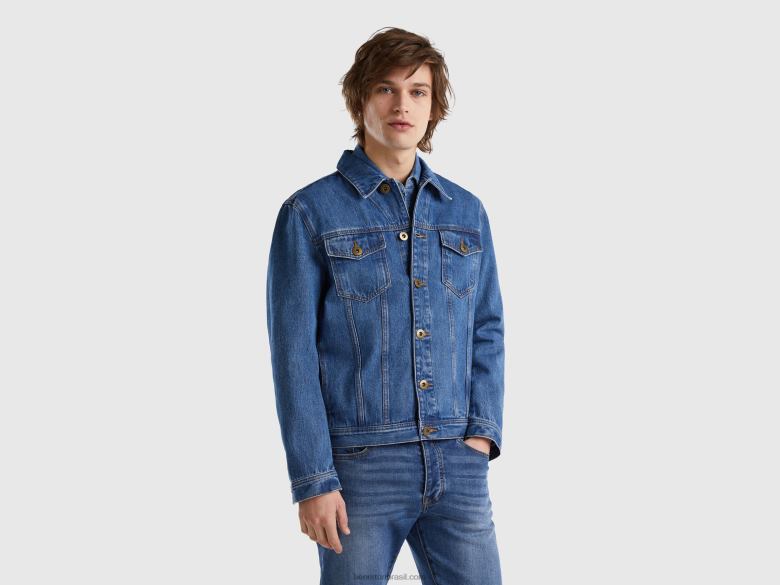 homens jaqueta jeans 100% algodão Benetton R8L4P4426 azul