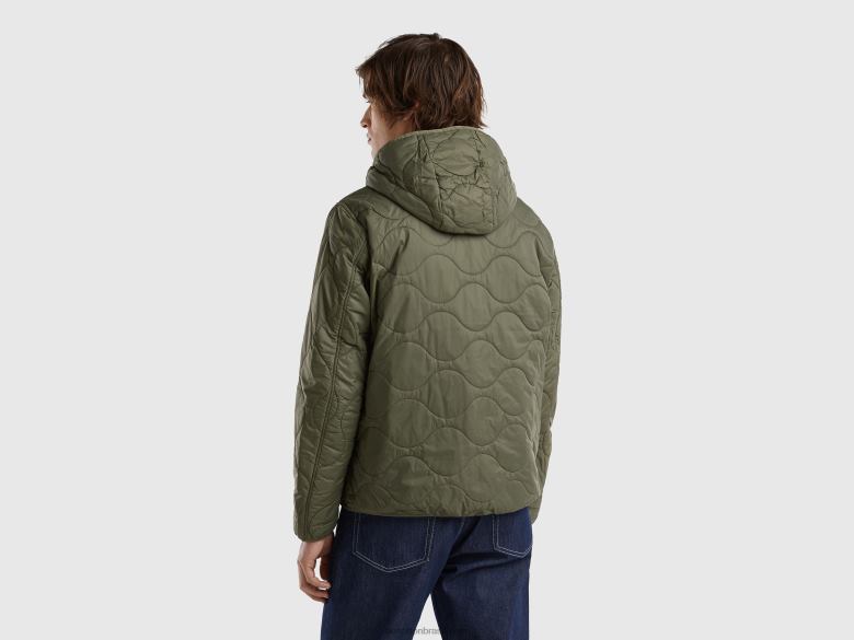 homens jaqueta puffer com enchimento reciclado Benetton R8L4P1190 verde militar