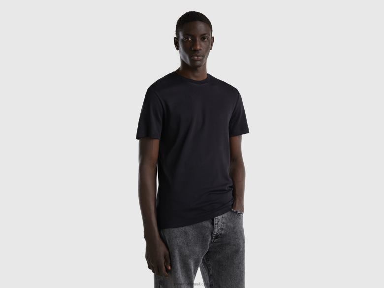 homens camiseta 100% algodão Benetton R8L4P1232 preto