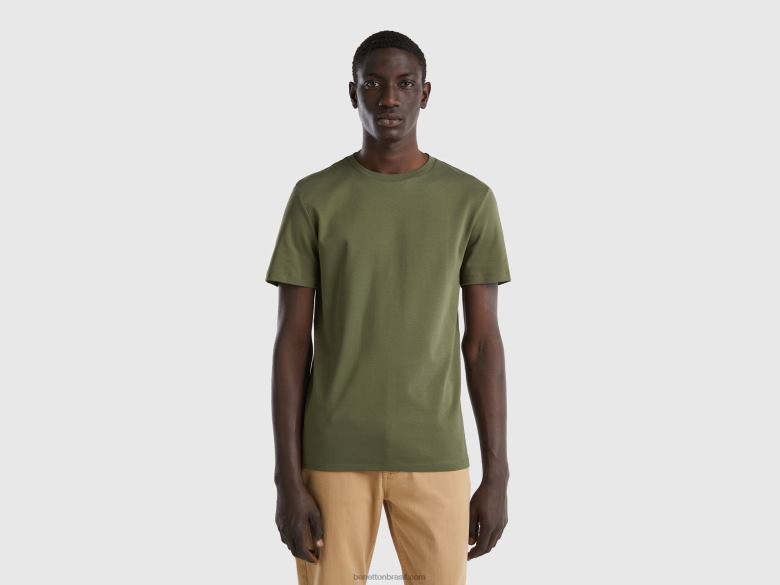 homens camiseta 100% algodão Benetton R8L4P1274 verde militar