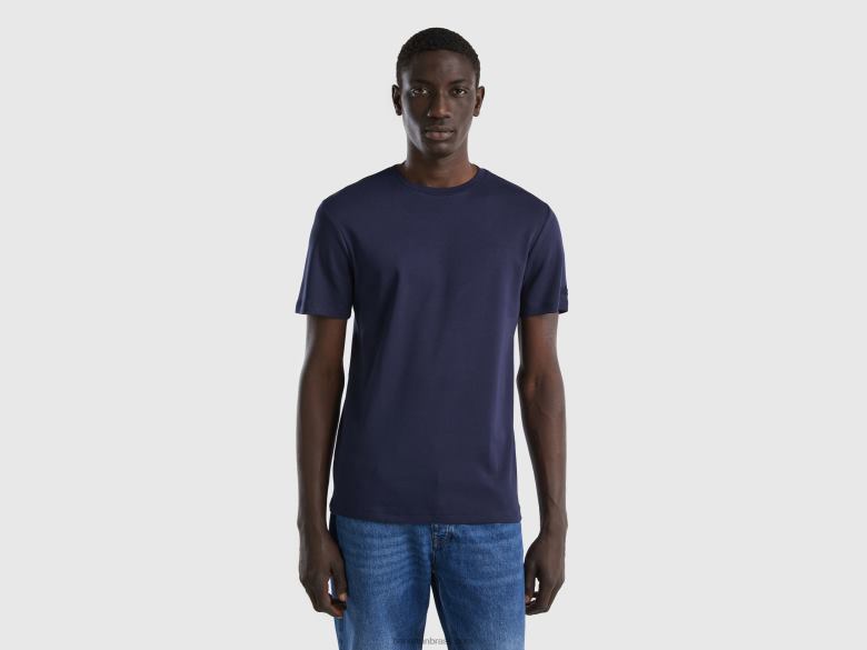 homens camiseta 100% algodão Benetton R8L4P1275 azul escuro
