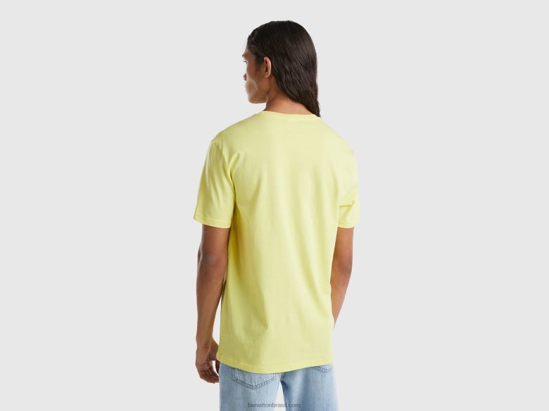 homens camiseta amarela limão Benetton R8L4P4491 amarelo