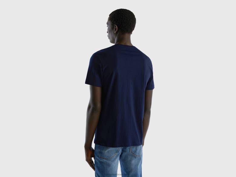 homens camiseta azul escuro Benetton R8L4P1281 azul escuro