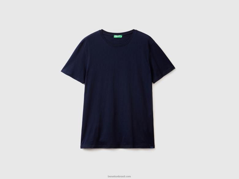 homens camiseta azul escuro Benetton R8L4P1281 azul escuro