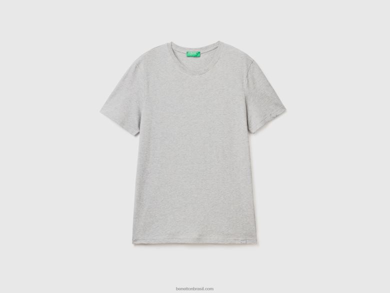 homens camiseta cinza mã©lange Benetton R8L4P1293 cinza claro