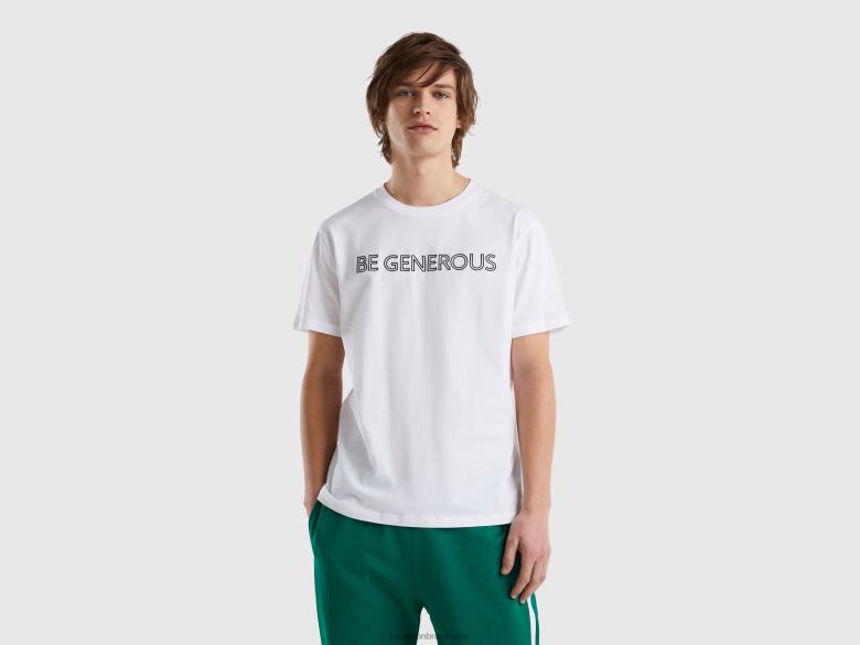homens camiseta com slogan bordado Benetton R8L4P4463 branco