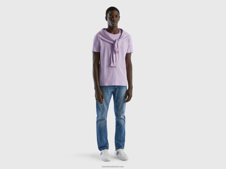 homens camiseta lilás Benetton R8L4P4452 lilás