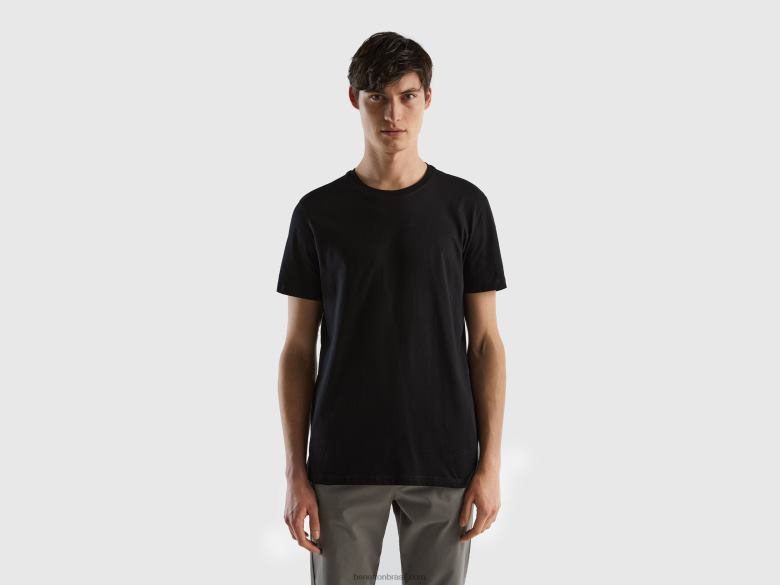 homens camiseta preta Benetton R8L4P1286 preto