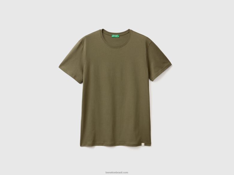 homens camiseta verde Benetton R8L4P1245 verde militar