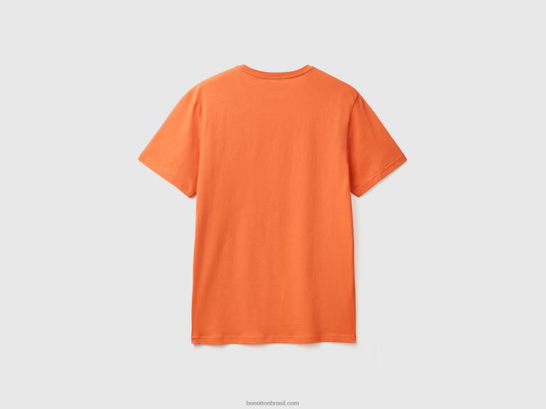 homens camiseta vermelha tijolo Benetton R8L4P4502 tijolo vermelho