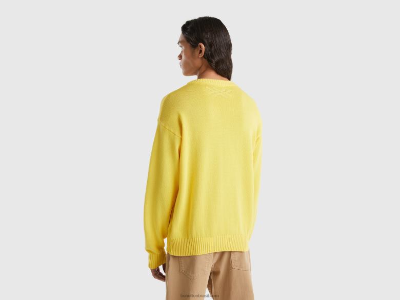 homens suéter amarelo com incrustações de maçã Benetton R8L4P4406 amarelo