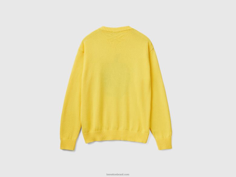homens suéter amarelo com incrustações de maçã Benetton R8L4P4406 amarelo