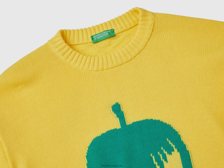 homens suéter amarelo com incrustações de maçã Benetton R8L4P4406 amarelo