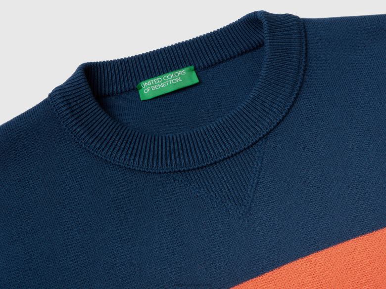 homens suéter color block em mistura de algodão Benetton R8L4P4375 multicolorido