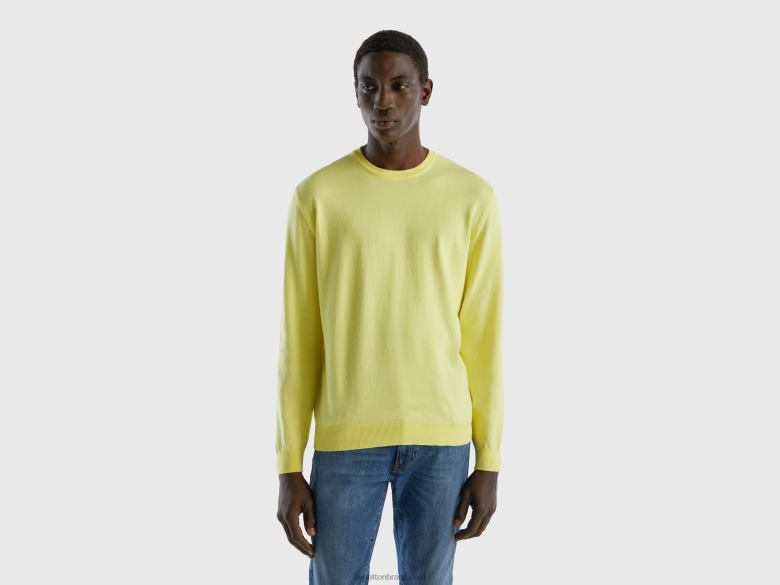 homens suéter gola careca 100% algodão Benetton R8L4P4400 amarelo