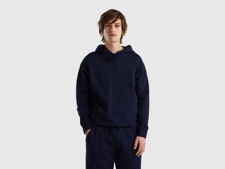 homens moletom 100% algodão Benetton R8L4P1329 azul escuro