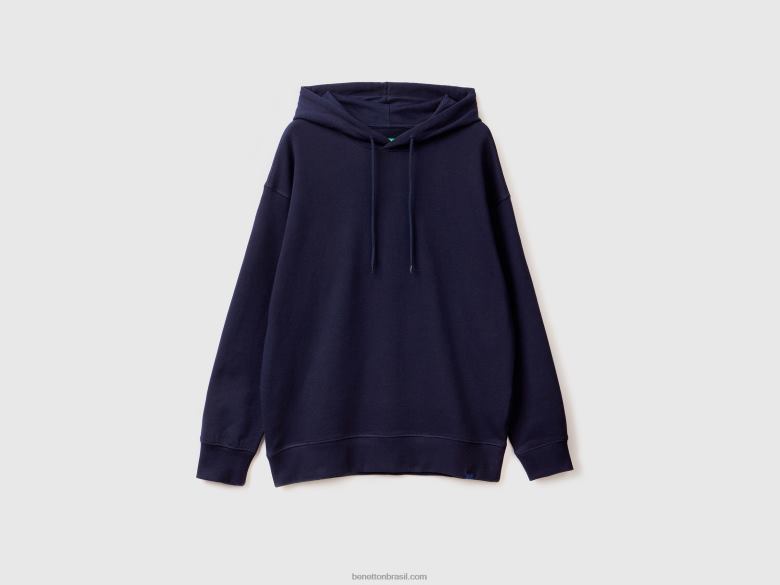 homens moletom 100% algodão Benetton R8L4P4527 azul escuro