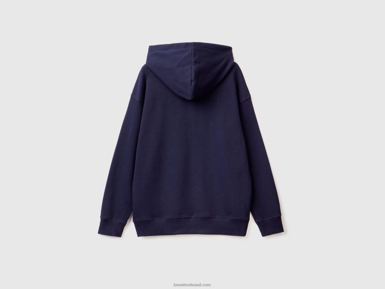 homens moletom 100% algodão Benetton R8L4P4527 azul escuro