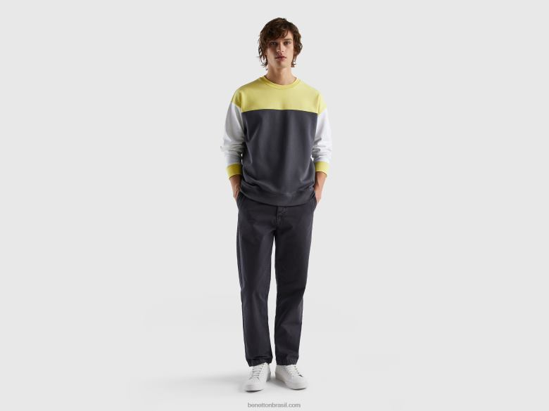 homens moletom color block Benetton R8L4P4503 multicolorido