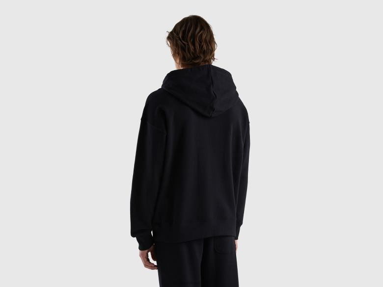 homens moletom com zíper em algodão Benetton R8L4P1331 preto