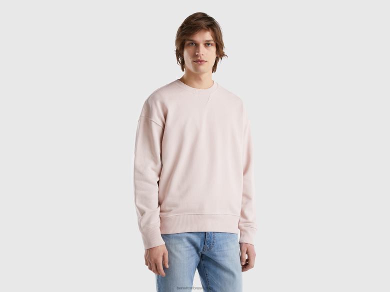 homens moletom moletom 100% algodão Benetton R8L4P4521 Rosa suave