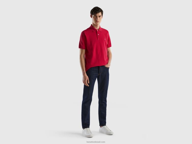 homens polo regular fúcsia Benetton R8L4P4571 fúcsia