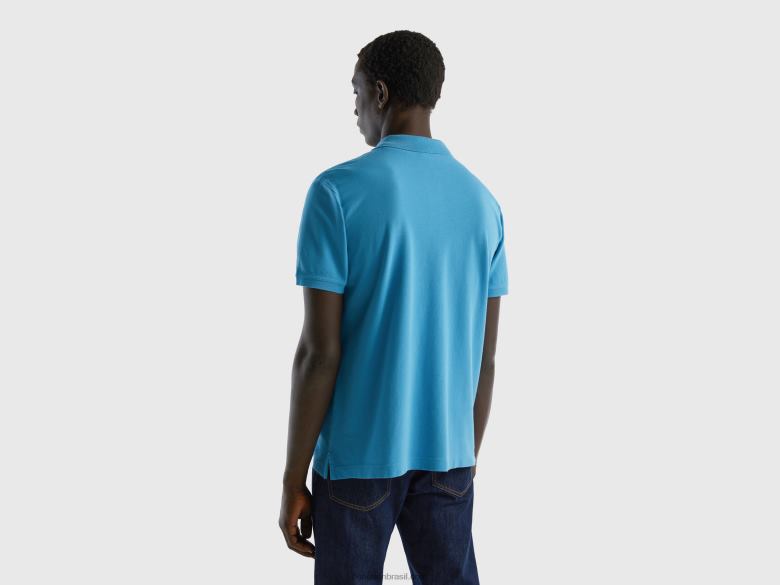 homens polo regular fit azul claro Benetton R8L4P1384 turquesa