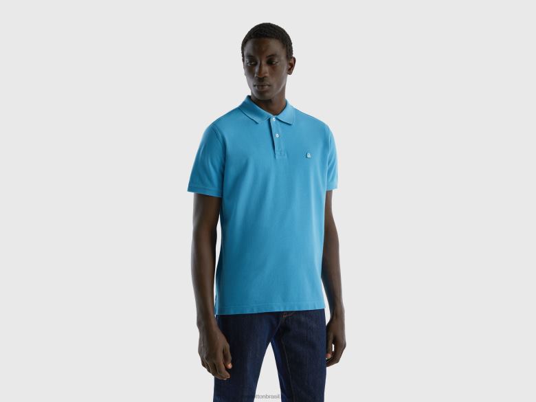homens polo regular fit azul claro Benetton R8L4P4568 turquesa