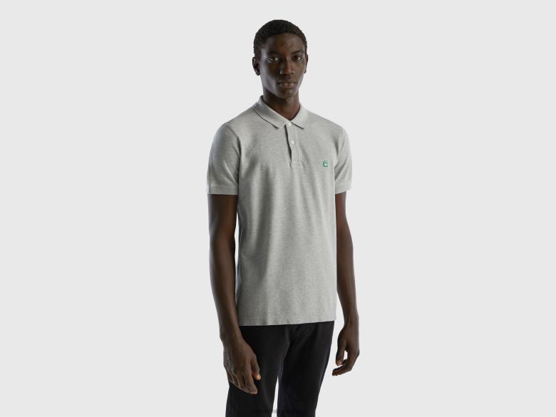 homens polo regular fit cinza escuro Benetton R8L4P1408 cinza claro