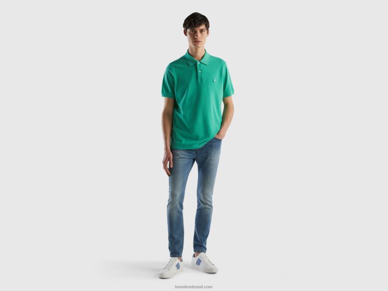 homens polo regular fit verde Benetton R8L4P1397 verde