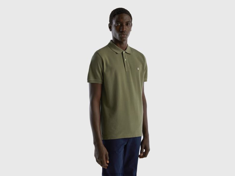 homens polo regular fit verde Benetton R8L4P4589 verde militar