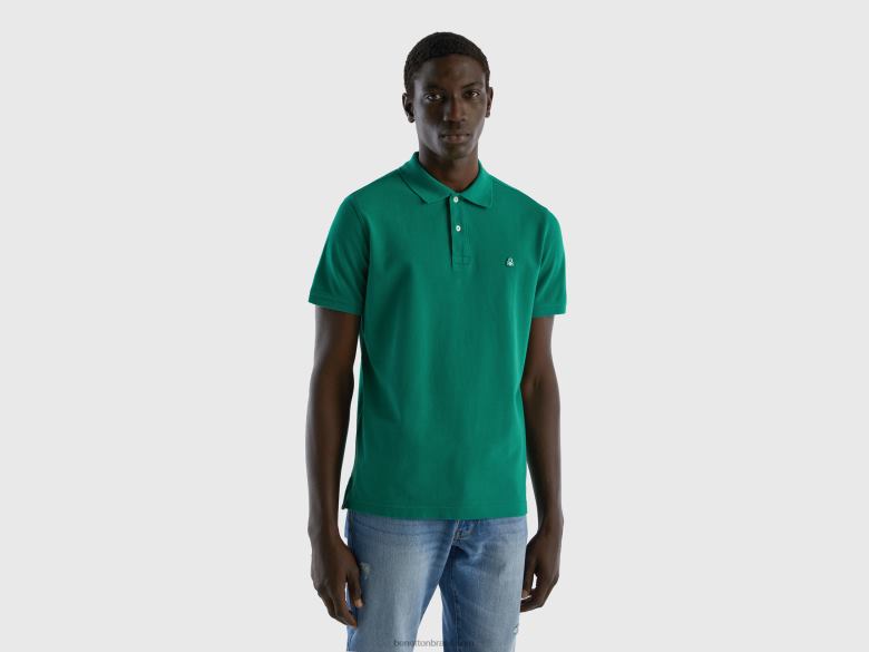 homens polo regular fit verde escuro Benetton R8L4P4572 verde escuro