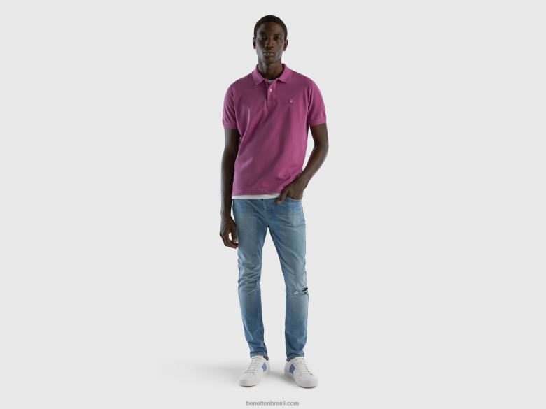 homens polo regular roxo Benetton R8L4P1400 tolet