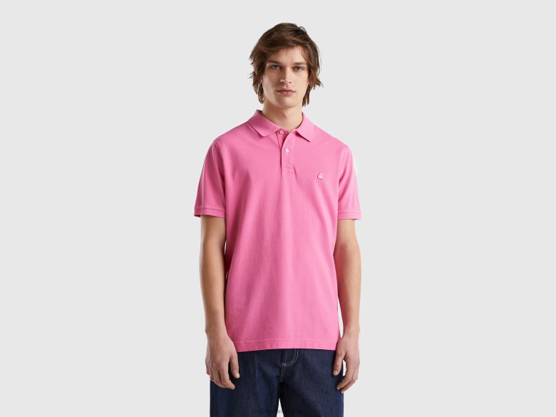 homens polo rosa de ajuste regular Benetton R8L4P1374 rosa