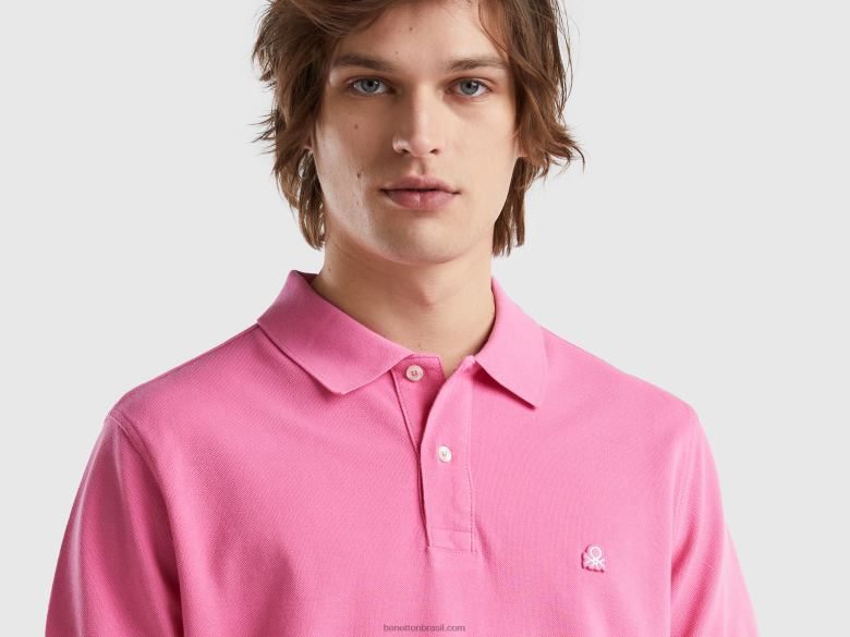 homens polo rosa de ajuste regular Benetton R8L4P1374 rosa