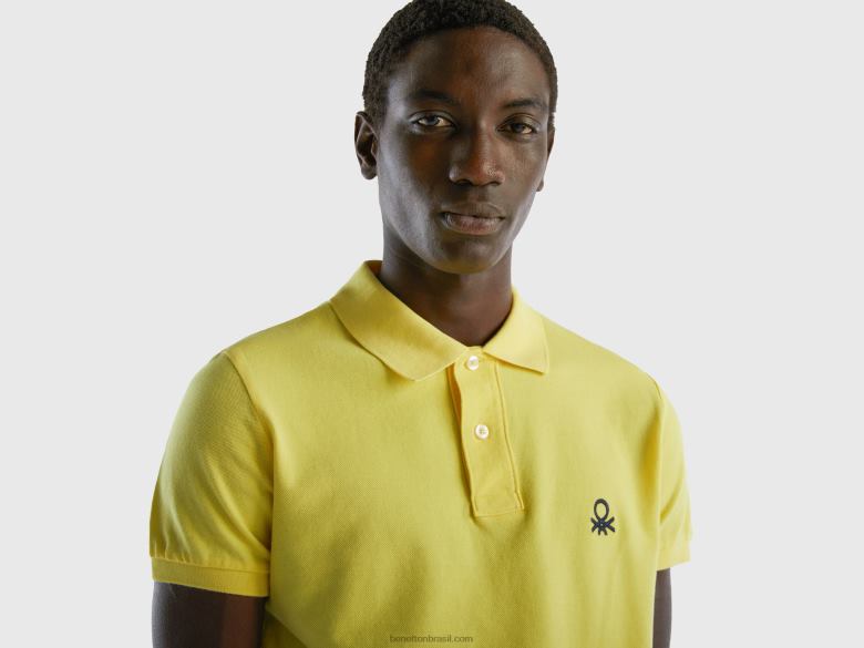 homens polo slim fit amarelo Benetton R8L4P1391 amarelo