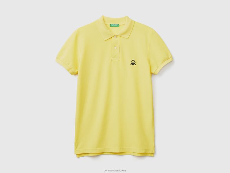homens polo slim fit amarelo Benetton R8L4P1391 amarelo